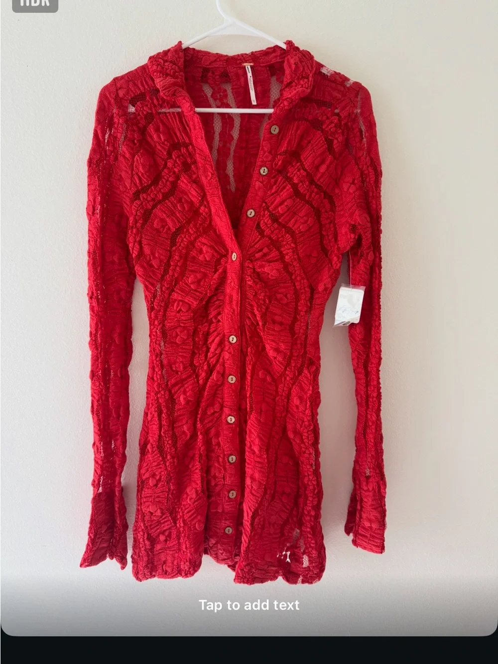 Free People Red Textured Button-Front dress size Small